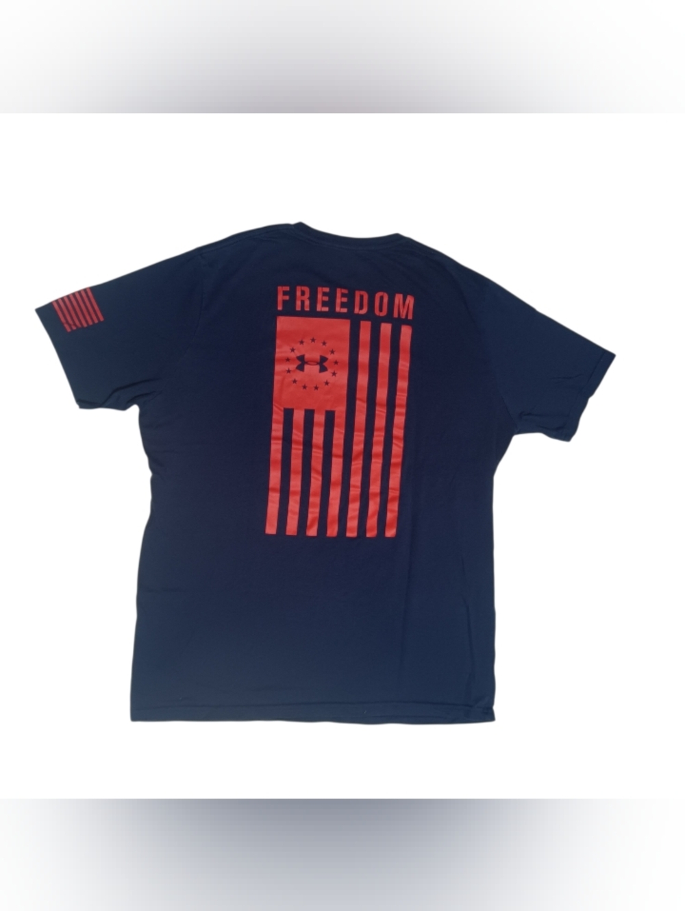 Under Armour Freedom Flag Tee Navy & Red Double Sided T-shirt Sz L